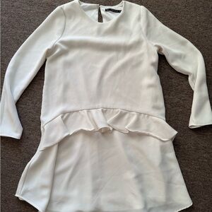 Zara Cream Round Neck Long Sleeve Top